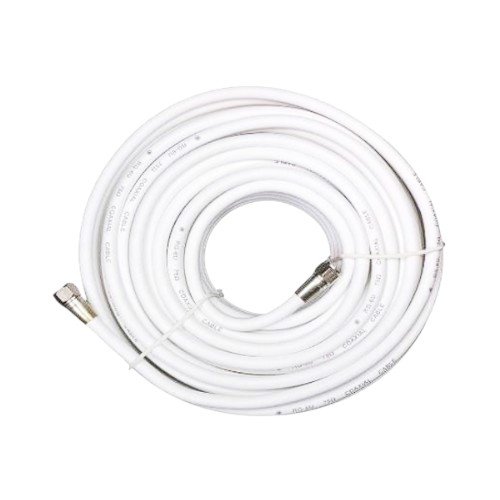 Rollo Coaxial RG-6 De 20 Mts, Con Terminales, Blanco. De Alta Calidad, En Bolsa. por mayor Electrónica por mayor