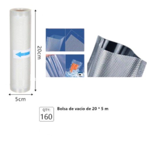 Rollo Continuo de Bolsas Gofradas para Envasado al Vacío (20cm de ancho x 5 metros de largo) por mayor Hogar por mayor