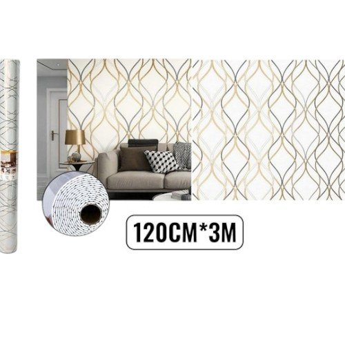 Rollo de Papel Mural Auto-Adhesivo de Espuma XPE con Diseño de Líneas Onduladas 1.2 x 3m por mayor - Hogar por mayor