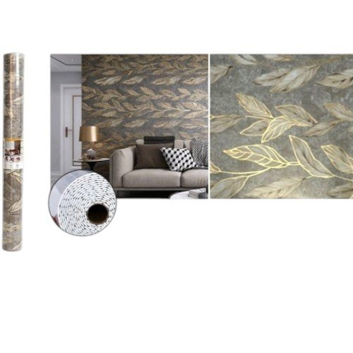 Rollo de Papel Mural Autoadhesivo con Diseño de Hojas Doradas 1.2x3m por mayor Hogar por mayor