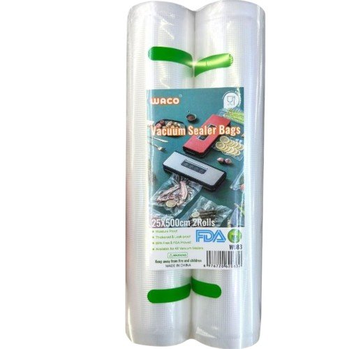 Rollos de Bolsas para Sellado al Vacío 25x500 cm de Grado Alimenticio para Conservación Especializada por mayor Hogar por mayor