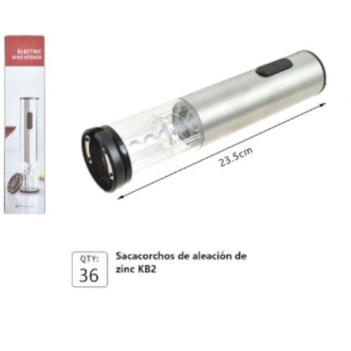 Sacacorchos Eléctrico de Aleación de Zinc con Acabado Metálico (23.5cm) por mayor - Electrónica por mayor