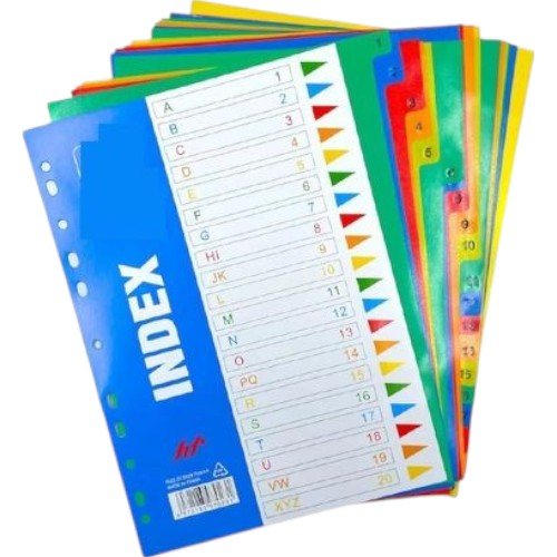 Separador de Hojas A4 para Archivador con 20 Divisiones de ColoresEste set de separadores para archivador en tamaño A4 es la solución profesional definitiva para la clasificación compleja de documentos, ofreciendo 20 divisiones numeradas con pestañas de c por mayor - Útiles Escolares por mayor
