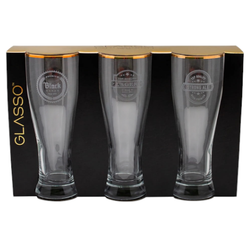 SET 3 VASOS CERVEZA GLASSO  por mayor - Hogar por mayor