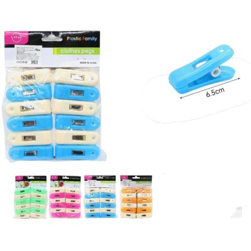 Set de 12 Pinzas para Ropa de Plástico Resistente por mayor - Hogar por mayor