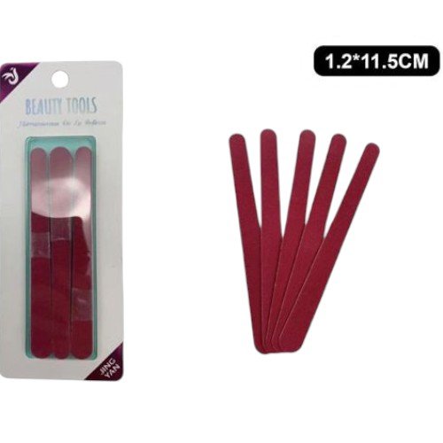 Set de 15 Limas de Madera Rojas de 11.5 cm para Manicura por mayor - Belleza por mayor