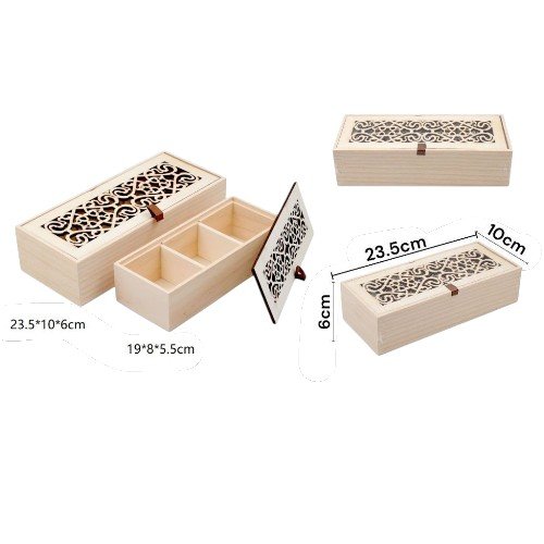  Set de 2 Cajas de Madera con Diseño Calado y Divisiones Internas por mayor Hogar por mayor