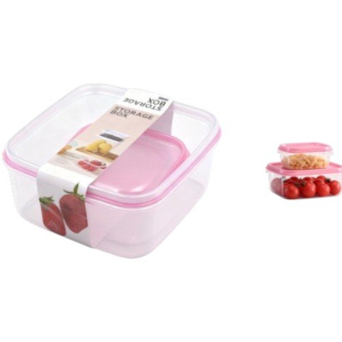 Set de 2 Contenedores Plásticos Cuadrados Multiuso con Tapa de Color por mayor - Hogar por mayor