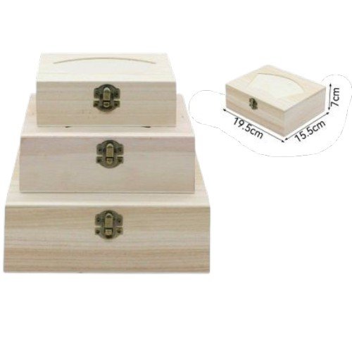 Set de 3 Cajas de Madera Rectangulares con Calado Curvo por mayor Hogar por mayor