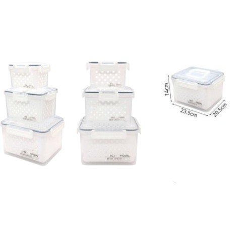 Set de 3 Contenedores Herméticos de 23.5x20.5x14 cm con Cestillos Interiores y Cierre de Seguridad por mayor - Hogar por mayor