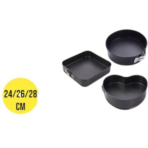 Set de 3 Moldes de Repostería con Broche Lateral Desmontable - Formas Corazón, Cuadrado y Redondo para Horno por mayor Hogar por mayor