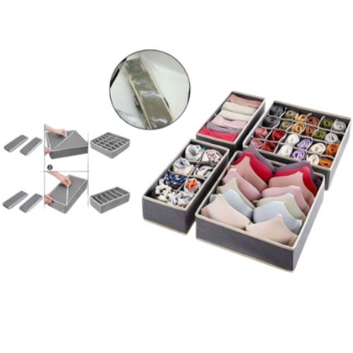 Set de 4 Organizadores de Ropa Interior Plegables con Compartimentos para Clóset por mayor - Hogar por mayor