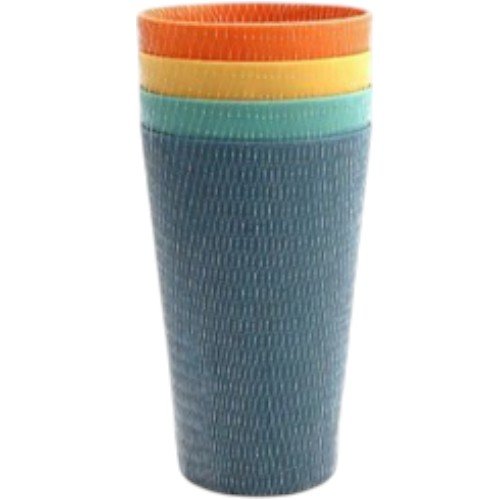 Set de 4 Vasos de Plástico Apilables con Textura de Rejilla - Tamaño Mediano por mayor - Hogar por mayor