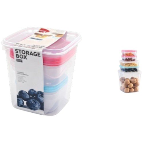 Set de 5 Contenedores Cuadrados de Almacenamiento con Tapas de Color por mayor - Hogar por mayor