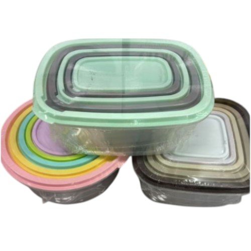 Set de 5 Contenedores Cuadrados Herméticos de 23x10 cm con Tapas de Colores en Degradado por mayor - Hogar por mayor
