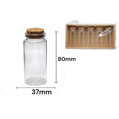 Set de 5 Mini Botellas de Vidrio con Tapa de Corcho por mayor - Hogar por mayor
