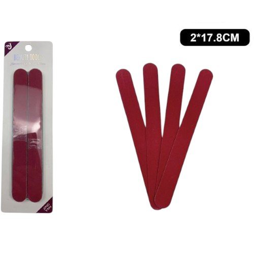 Set de 8 Limas de Madera Rectas para Uñas en Color Rojo por mayor - Belleza por mayor