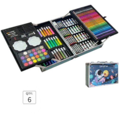 Set de Arte Profesional 145 Piezas - Maletín de Aluminio con Kit de Dibujo y Pintura por mayor Útiles Escolares por mayor