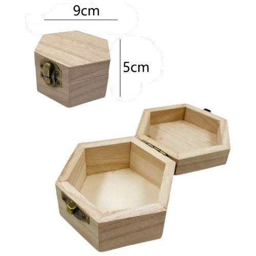 Caja Hexagonal de Madera Paulownia con Cierre Metálico por mayor Hogar por mayor