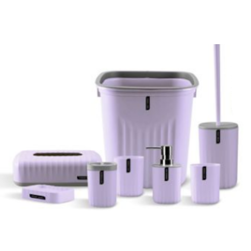SET DE BAÑO CON PATRON DE ONDAS DE COLOR VIOLETA CLARO por mayor Hogar por mayor