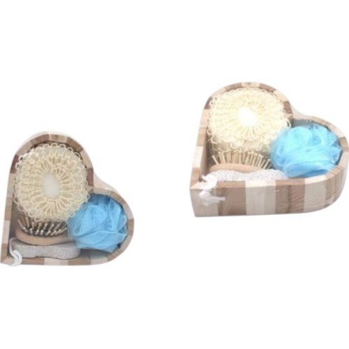 Set de Baño y Exfoliación en Contenedor de Madera con Forma de Corazón por mayor - Hogar por mayor