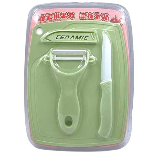 Set de Cocina de 3 Piezas con Cuchillo de Cerámica, Pelador y Tabla de Picar por mayor Hogar por mayor