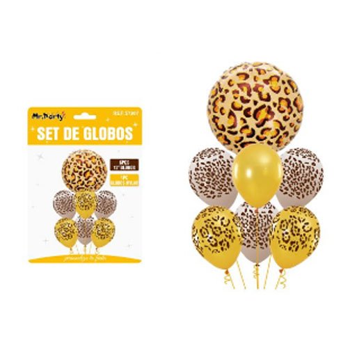 SET DE GLOBOS LEOPARDO por mayor Cotillon por mayor