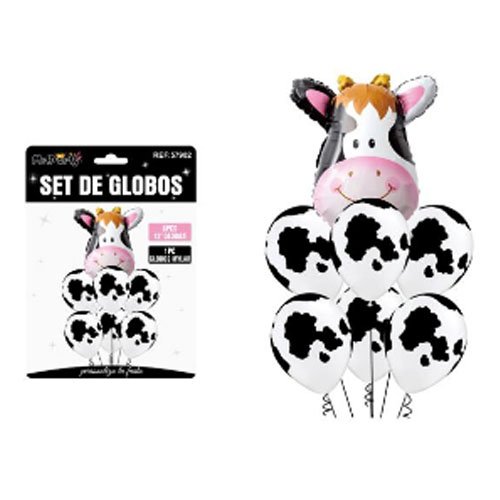 SET DE GLOBOS VACA por mayor - Cotillon por mayor
