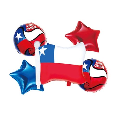 Set de globos bandera de Chile 5pcs por mayor - Fiestas-Patrias por mayor