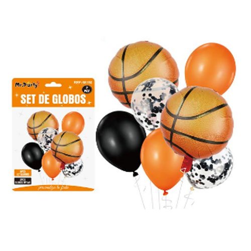 SET DE GLOBOS BASKETBALL por mayor Cotillon por mayor