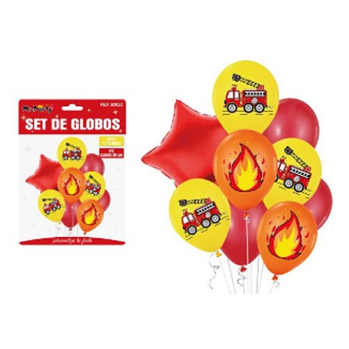 SET DE GLOBOS BOMBERO por mayor - Cotillon por mayor