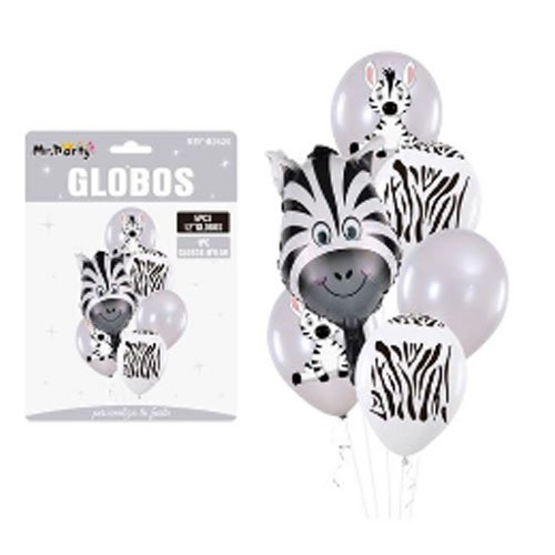 SET DE GLOBOS CEBRA por mayor Cotillon por mayor