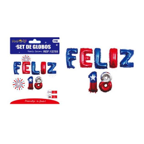 SET DE GLOBOS FELIZ18 por mayor - Fiestas-Patrias por mayor