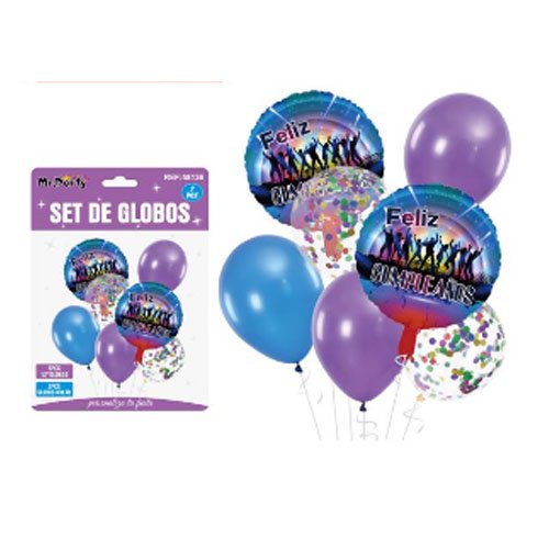 SET DE GLOBOS FELIZ CUMPLEAÑOS por mayor - Cotillon por mayor
