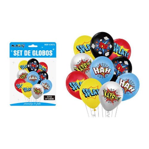 SET DE GLOBOS ONOMATOPEYAS COMIC por mayor Cotillon por mayor