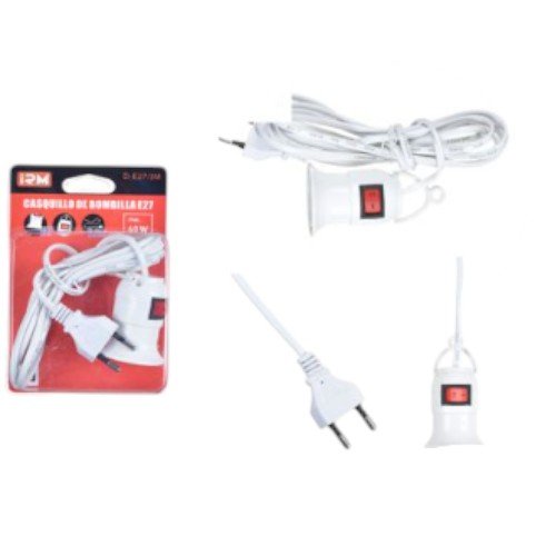 Set de Iluminación Portátil E27 - Casquillo con Interruptor y Cable de 3 Metros por mayor - Electrónica por mayor