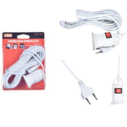 Set de Iluminación Portátil E27 - Casquillo con Interruptor y Cable de 8 Metros por mayor - Electrónica por mayor