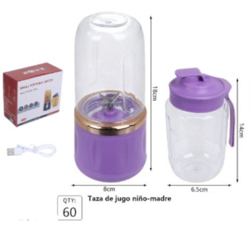 Set de Licuadora Portátil Recargable con Vaso Extra y Asa (Modelo 