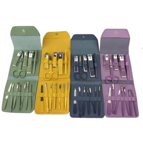 Set de Manicura y Pedicura Profesional de 12 Piezas en Estuche de Piel Sintética por mayor - Belleza por mayor