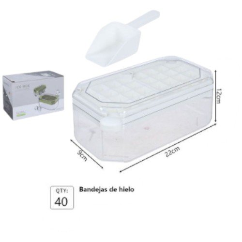 Set de Máquina para Cubitos de Hielo - Bandeja con Tapa, Contenedor y Pala (22cm) por mayor Hogar por mayor