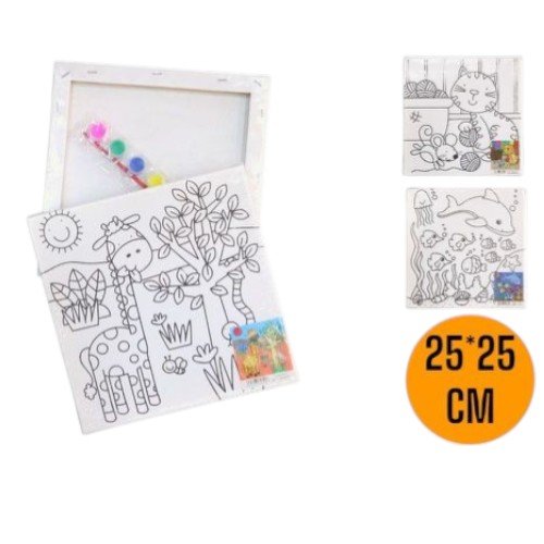 Set de Pintura Infantil con Bastidor de 25x25cm, Pincel y Acuarelas por mayor - Útiles Escolares por mayor