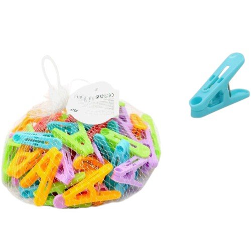 Set de Pinzas Plásticas Multiusos en Bolsa de Malla por mayor - Hogar por mayor