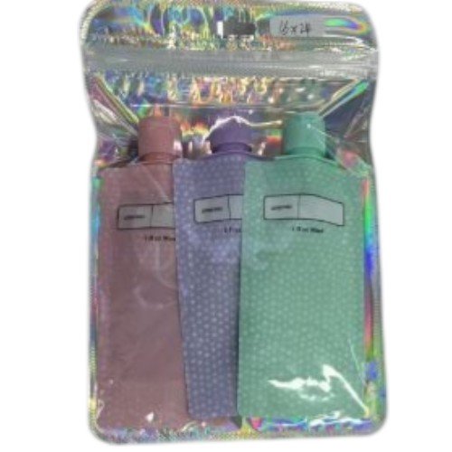 Set de Viaje 3 Piezas Bolsas Blandas de 90ml en Estuche Holográfico por mayor - Hogar por mayor