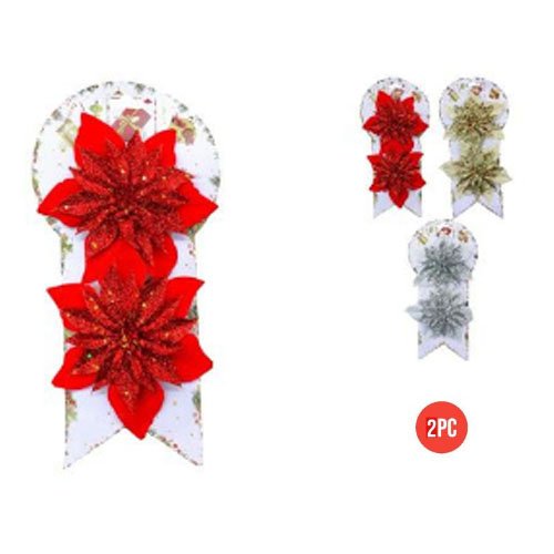 SET FLOR NAVIDEÑA CON CLIP por mayor Navidad por mayor