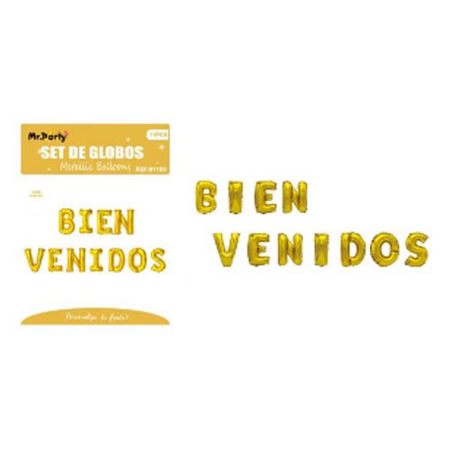 Set globo dorados bien venidos - 11 PZA - Compras Aqui