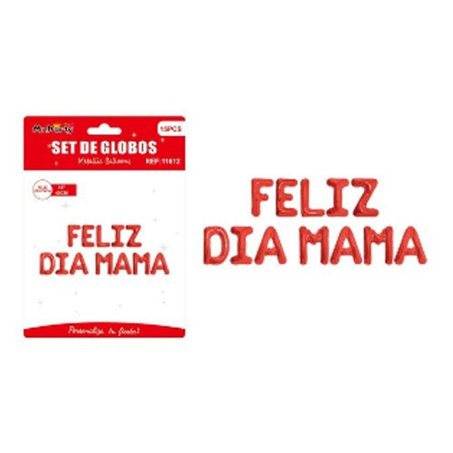 Set globo rojo feliz dia mama - 15 PZA - Compras Aqui