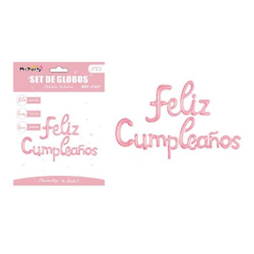 Set globo rosa feliz cumpleaños - 3 PZA - Compras Aqui