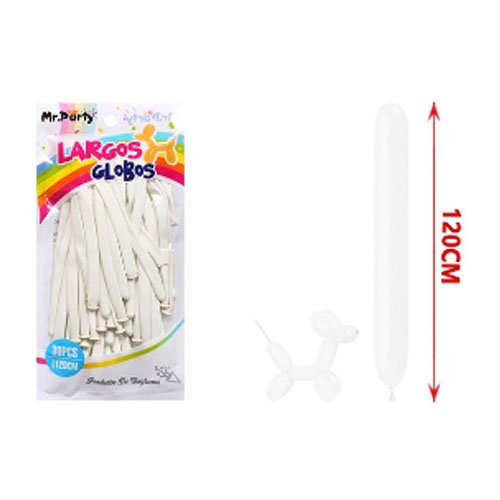 SET GLOBOS LARGOS BLANCOS por mayor Cotillon por mayor