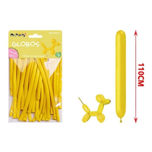 SET GLOBOS LARGOS AMARILLOS por mayor Cotillon por mayor