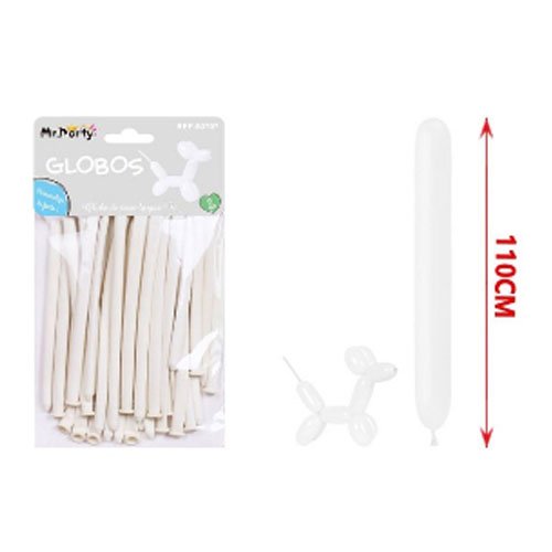 SET GLOBOS LARGOS BLANCOS por mayor Cotillon por mayor